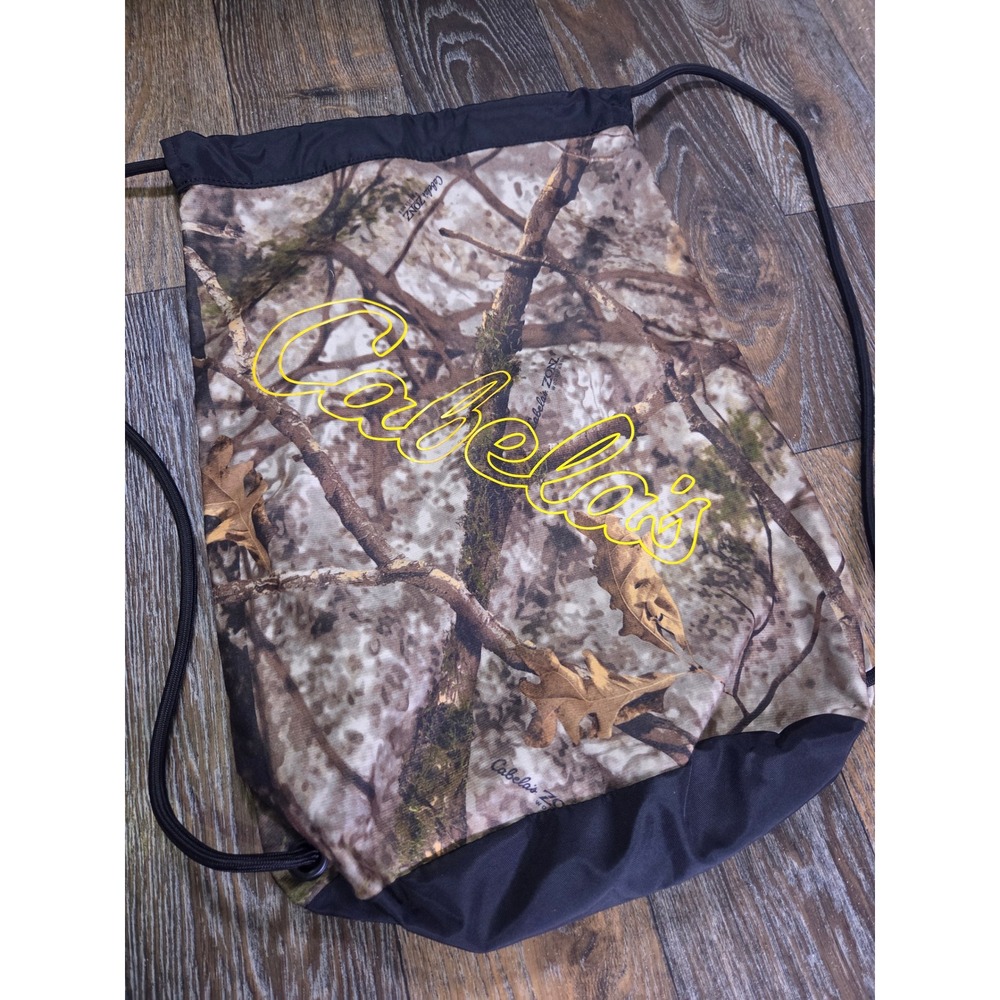 Cabelas Drawstring Cinch Bag Reversible Camo Blac… - image 2